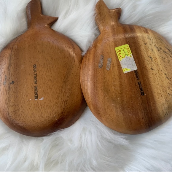 Apple Monkey Pod Wood Mid Century Modern Bowls - Picture 8 of 8